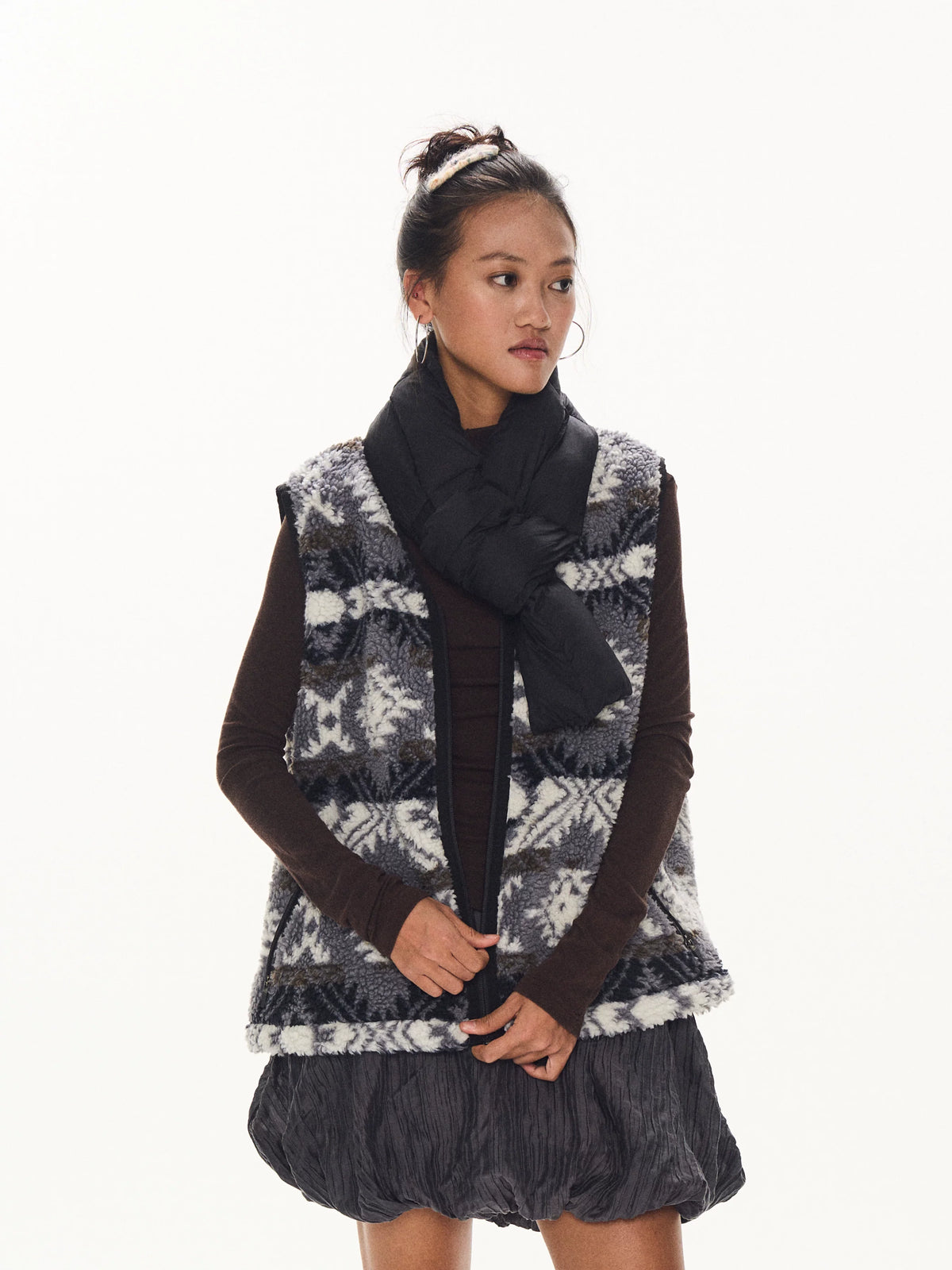Patterned Fleece Vest front view