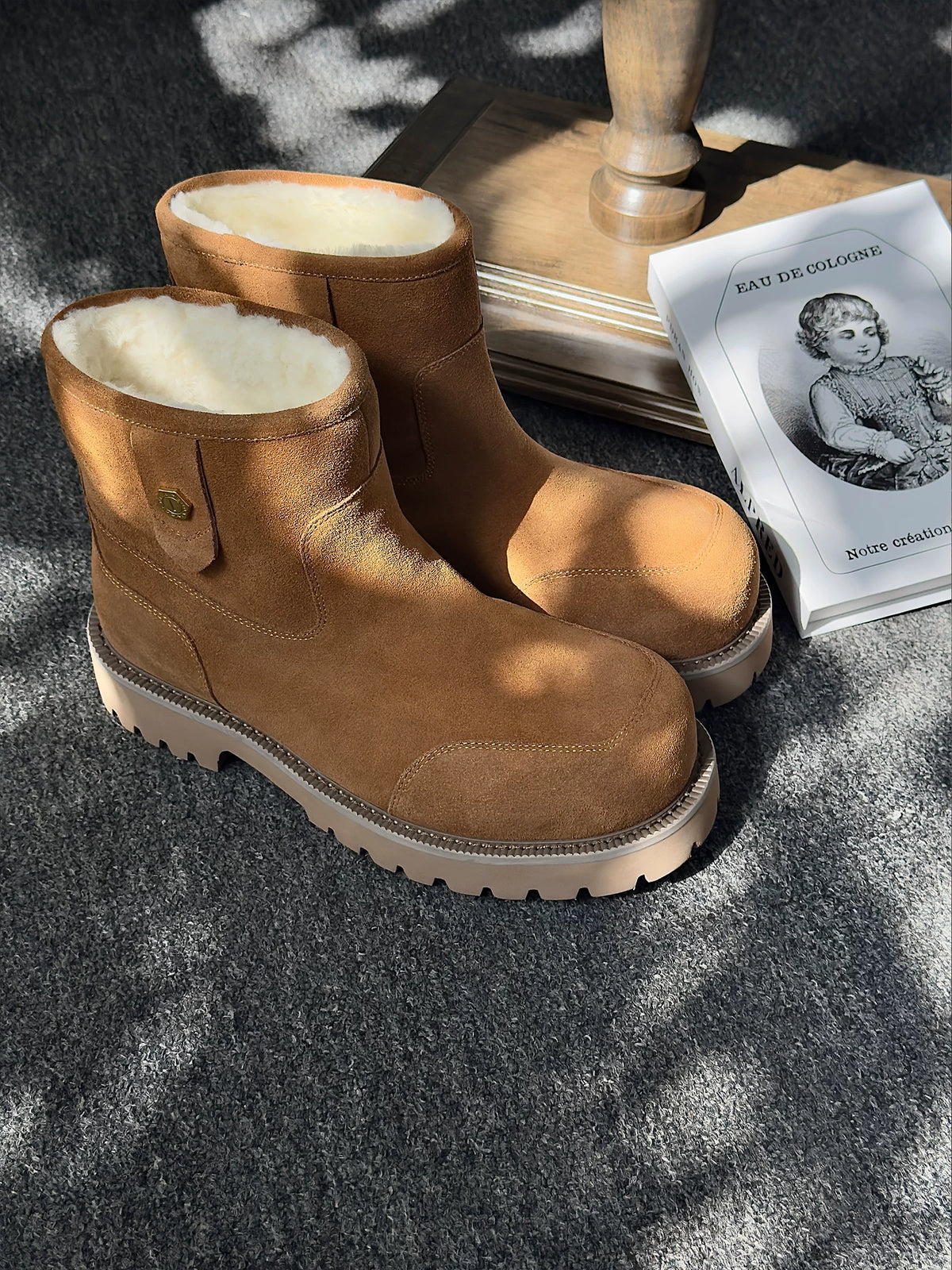 Fleece-Lined Suede Mid-Calf Winter Boots