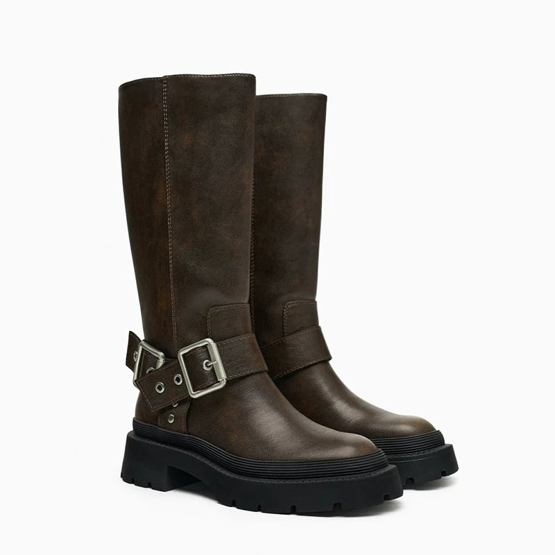 Women's Platform Block Heel Knee-High Boots