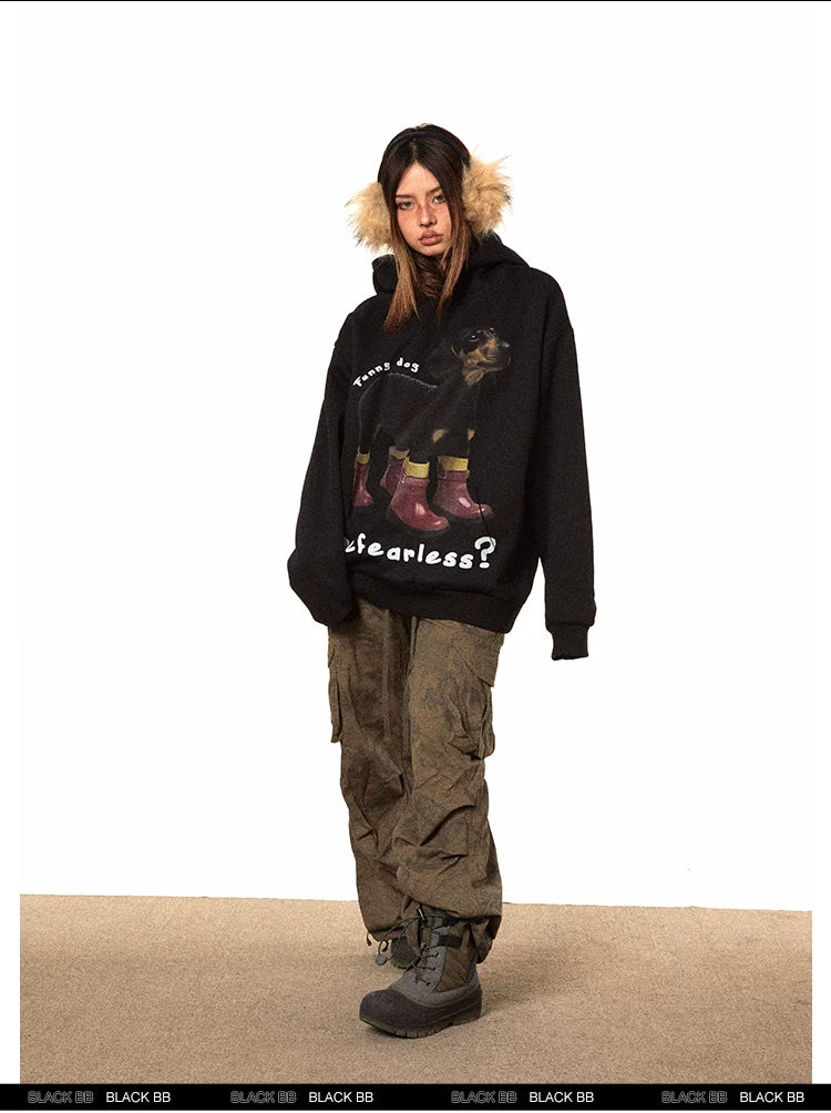 Dachshund Print Fleece Hoodie