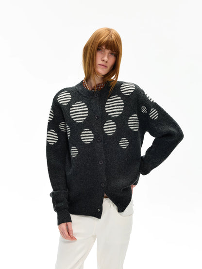 Striped Dot Knit Cardigan