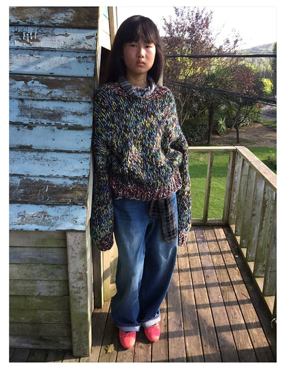 Heathered Chunky Mock-Neck Knit Sweater