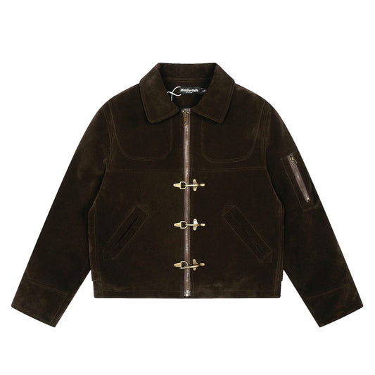 Deconstructed Clasp Suede Jacket