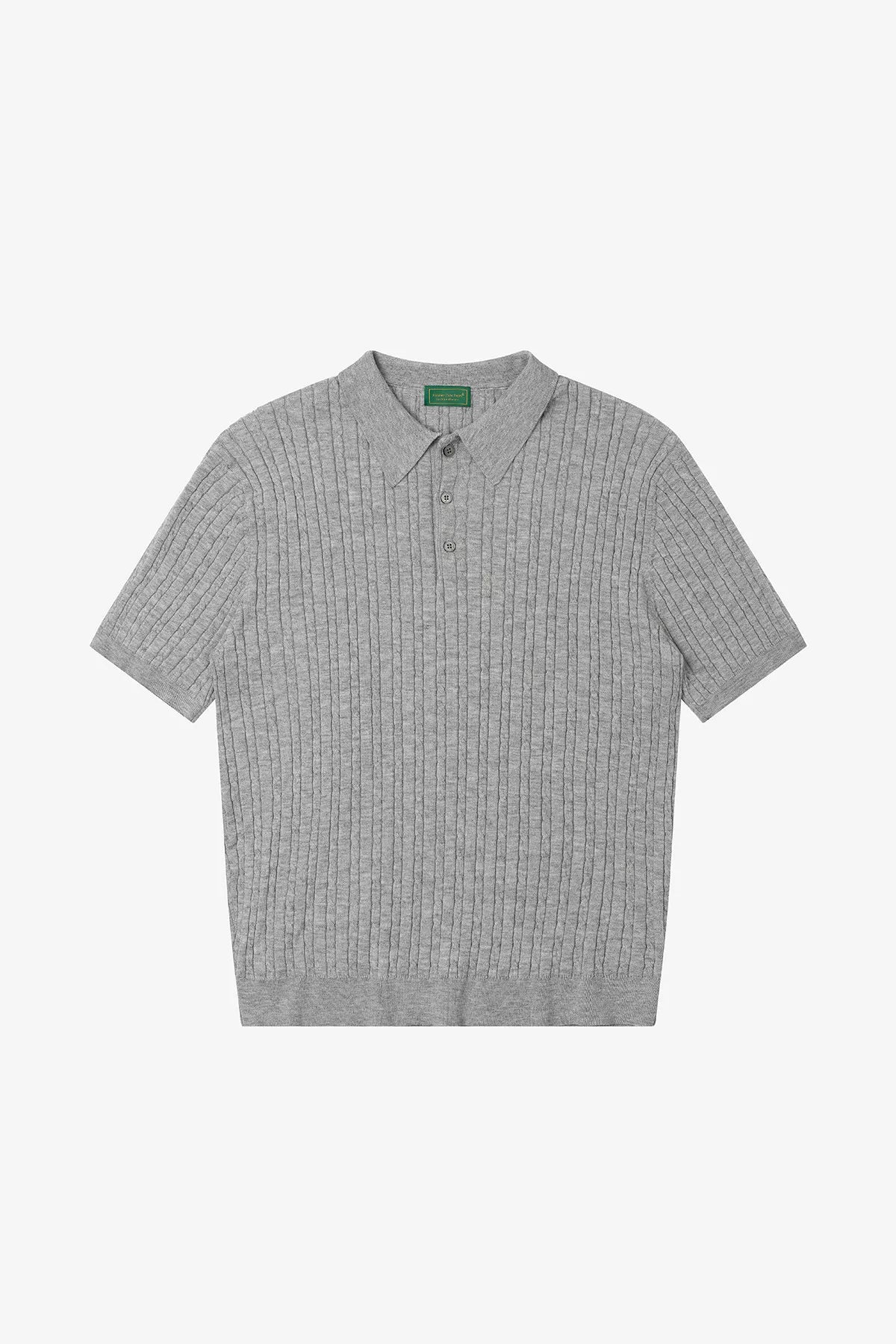Relaxed Wool-Blend Cable Knit Polo Shirt
