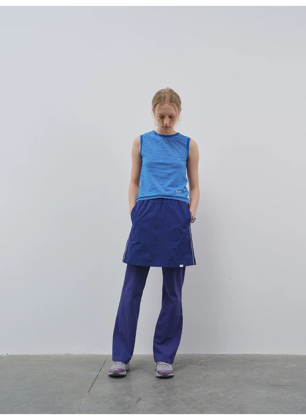 Blue Layered Skirt Trousers