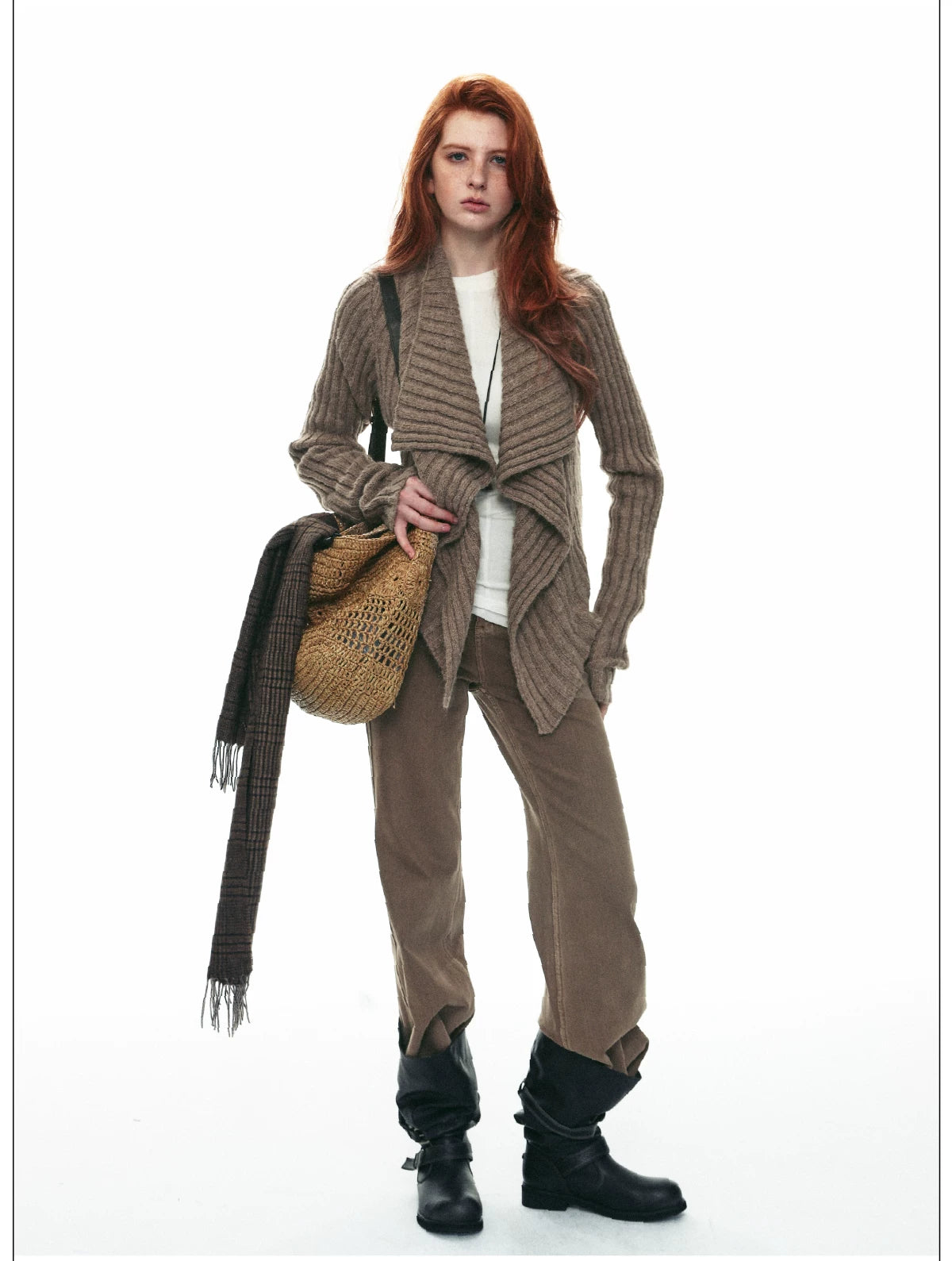 Wool-Alpaca Cable-Knit Cardigan