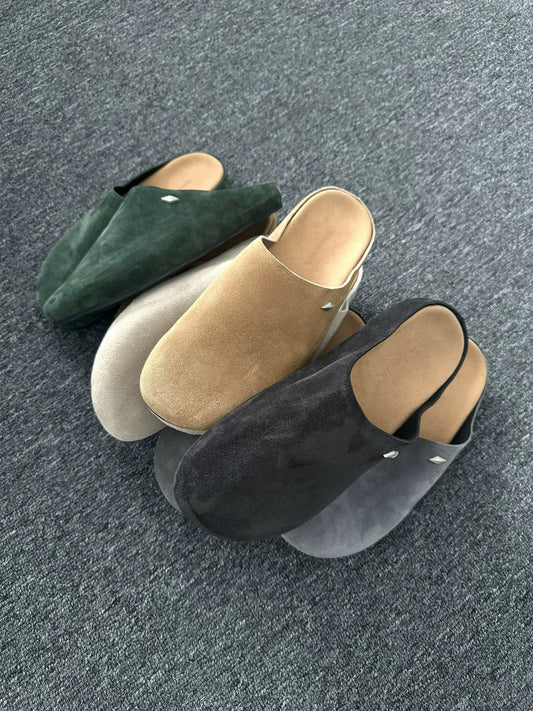 Suede Clogs with Cushioned Footbed