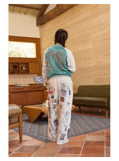 Printed Knit Straight-Leg Sweatpants
