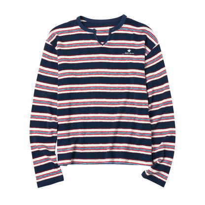 Striped V-Neck Knit Sweater