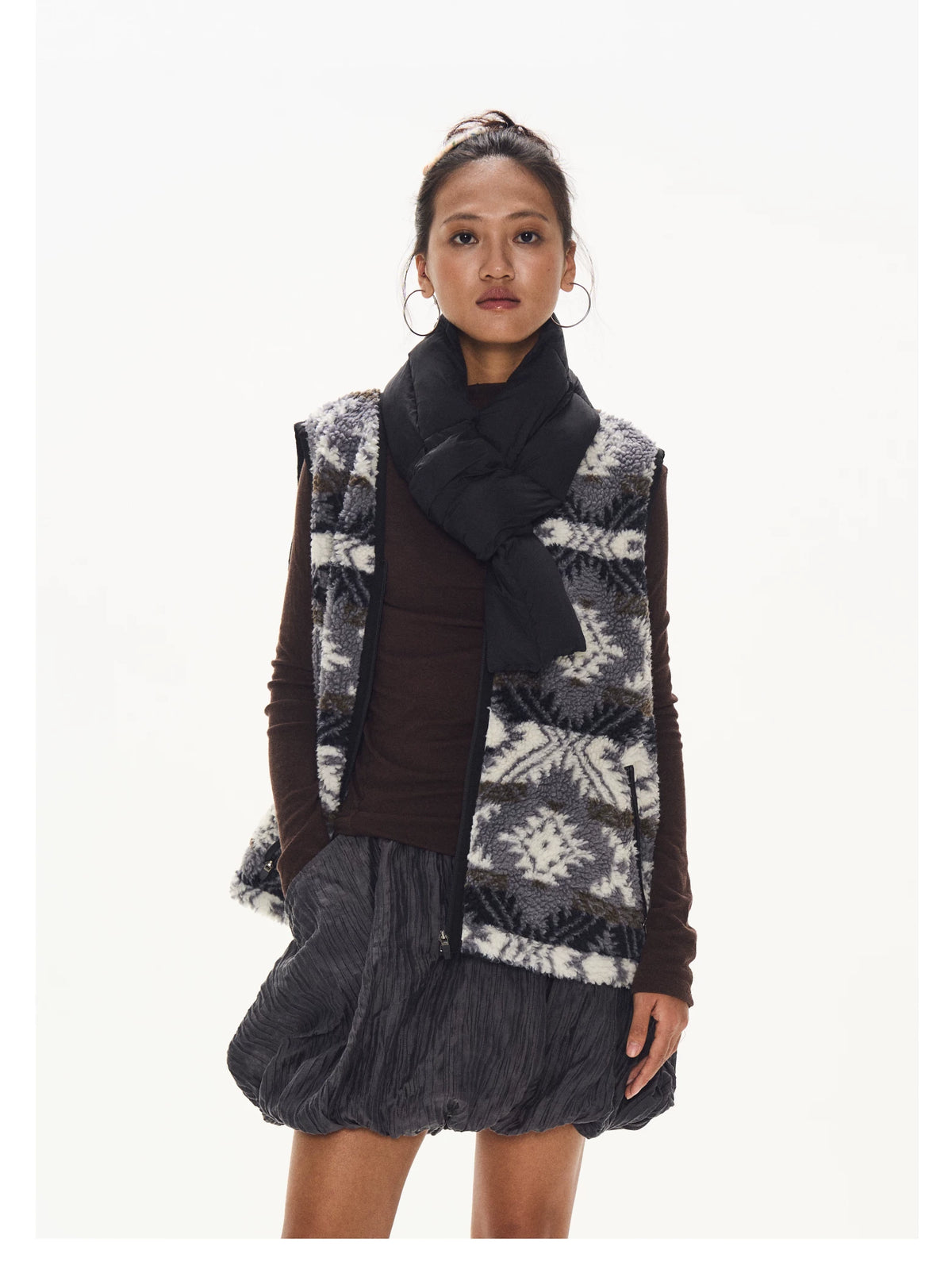 Patterned Fleece Vest front view