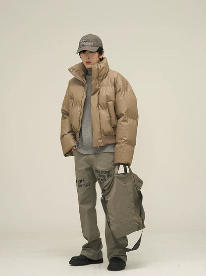 Men’s Short Puffer Jacket in khaki