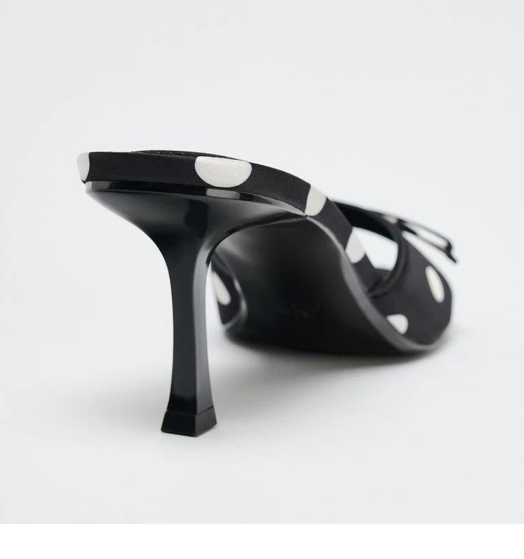 Women's Bow Open Toe High-Heel Mule Sandals