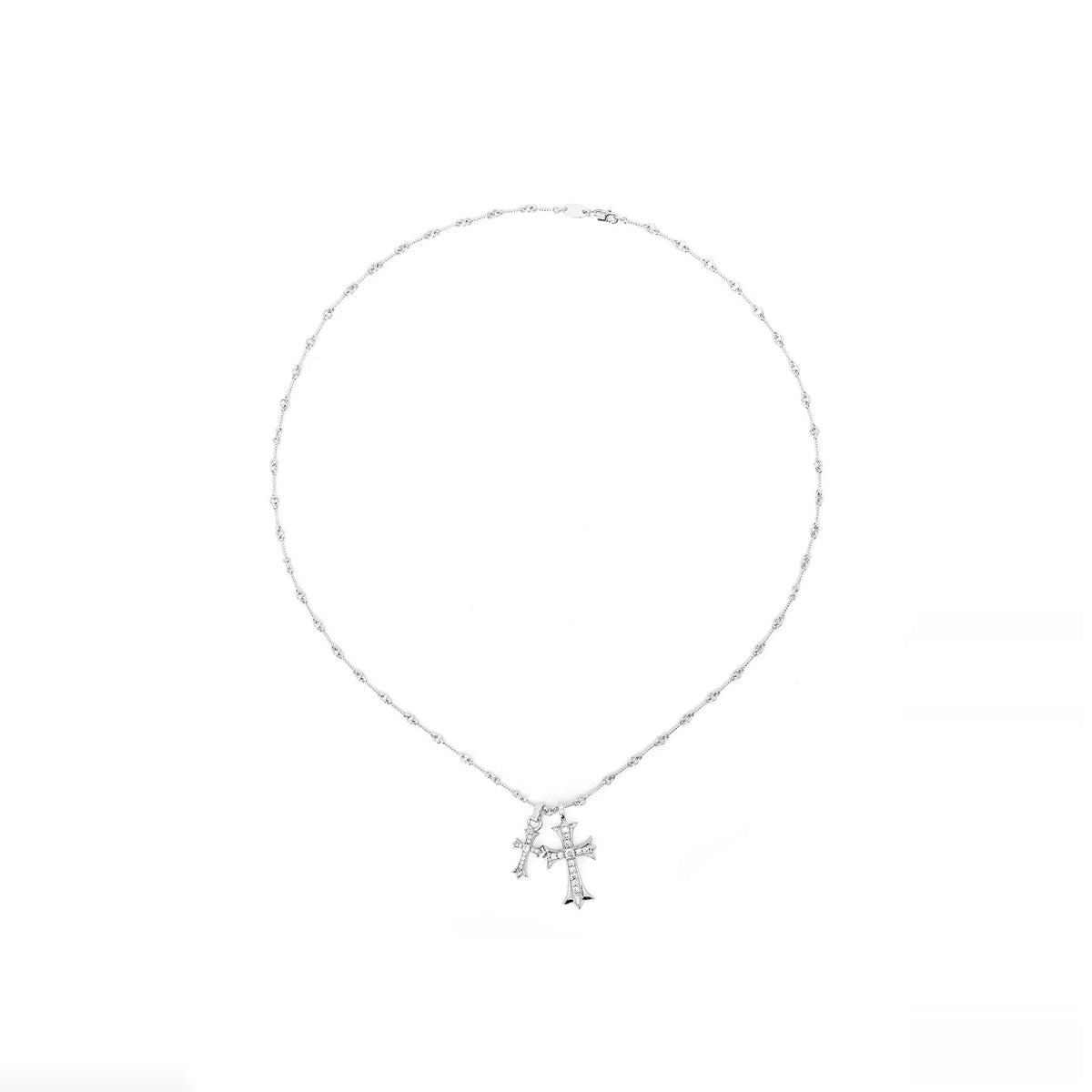 24K Gold-Plated Double Cross Crystal Necklace
