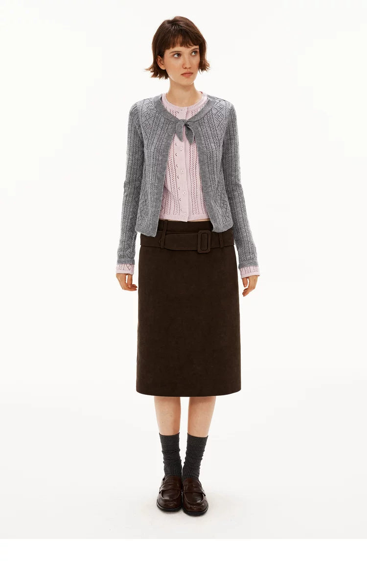 Faux-Layered Argyle Wool Cardigan - 360 view 9