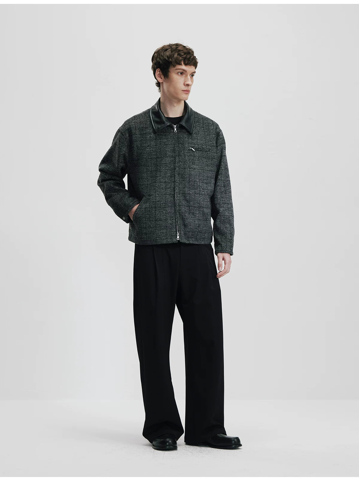 Whimnotion 25AW Wool Detroit Leather-Collar Jacket