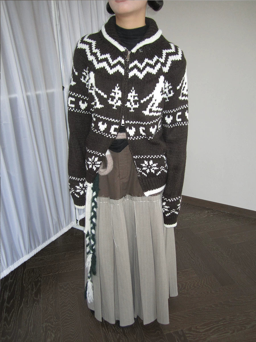 Fair-Isle-Strickpullover mit Baum-Motiv