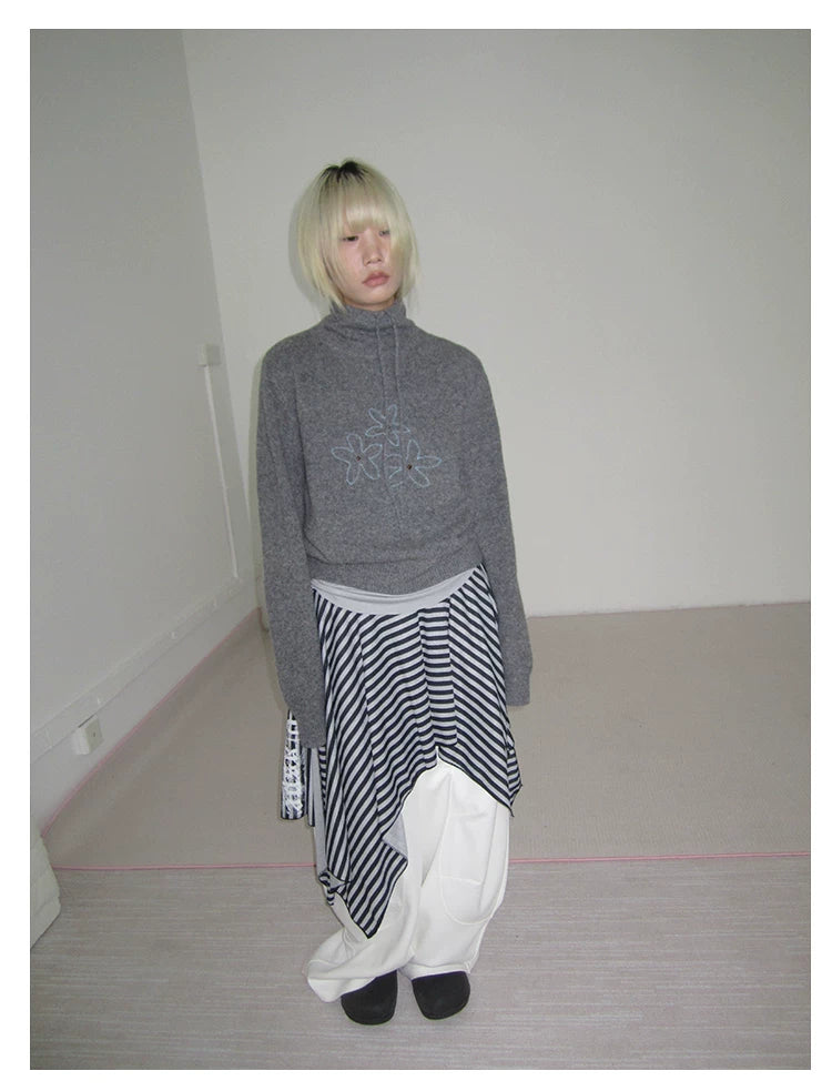 Heather Grey Half Zip Knit Sweater