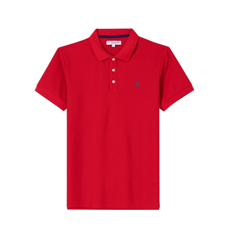 Contrast Collar Tape Cotton Blend Pique Polo Shirt
