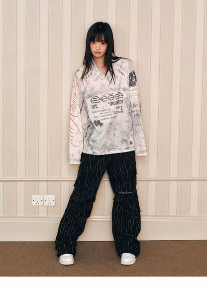 Printed Raglan Long Sleeve T-Shirt