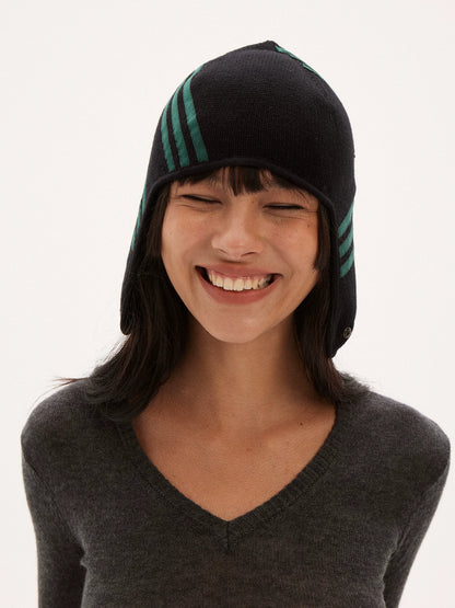Cotton Knit Earflap Aviator Hat