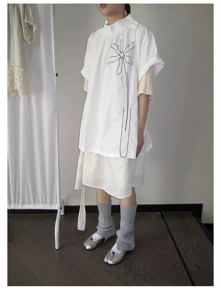 Embroidered Floral Short-Sleeve Tee