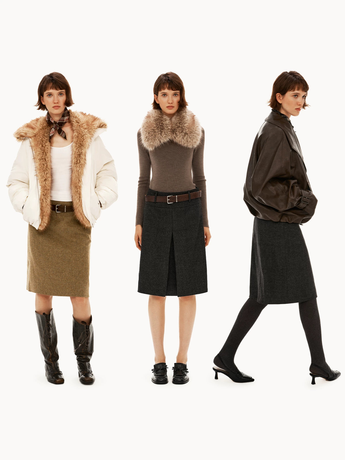 Reversible Wool-Blend A-Line Midi Skirt