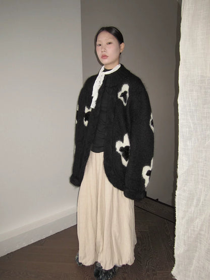 Floral Jacquard Knit Cardigan