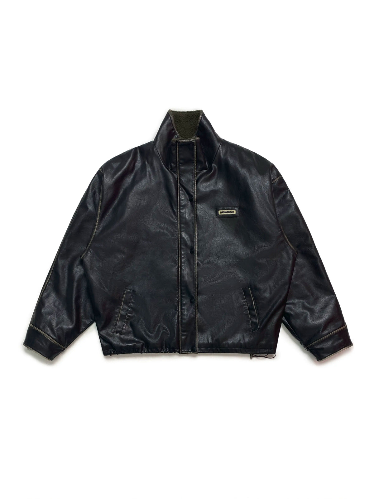 MASONPRINCE Distressed Faux Leather Shearling Jacket