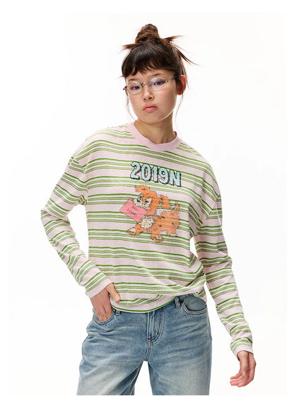 Striped Graphic Long Sleeve T-Shirt