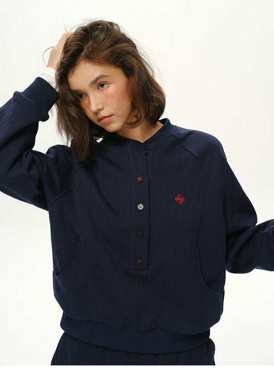 Embroidered Cotton Crew Neck Sweatshirt