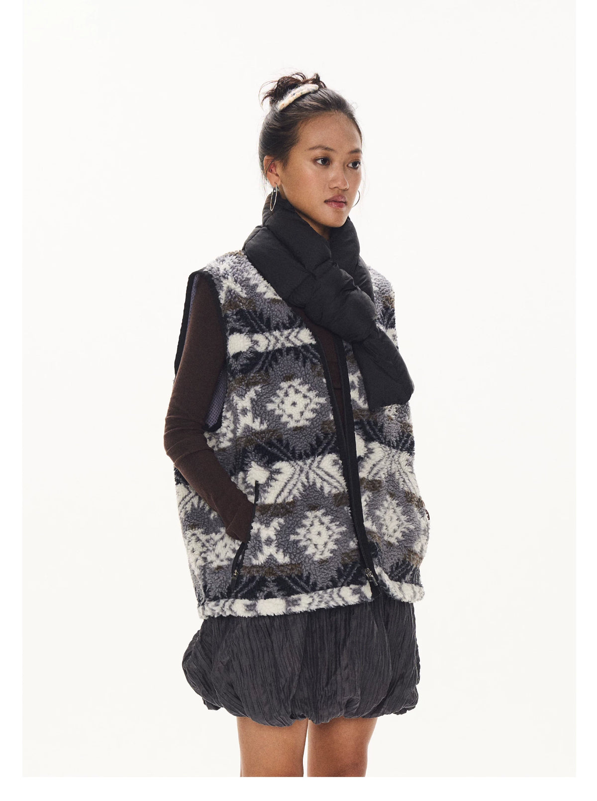 Patterned Fleece Vest model view