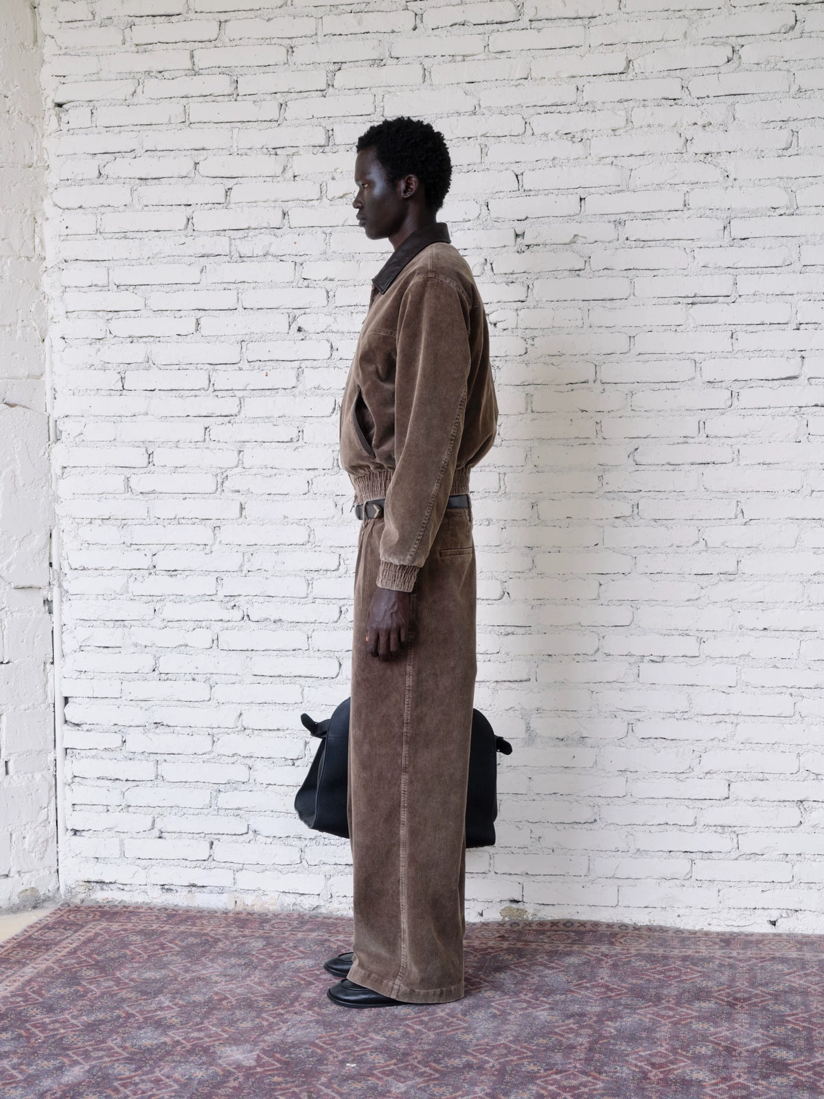 VLABMADE Western Faux-Leather Collar Corduroy Jacket