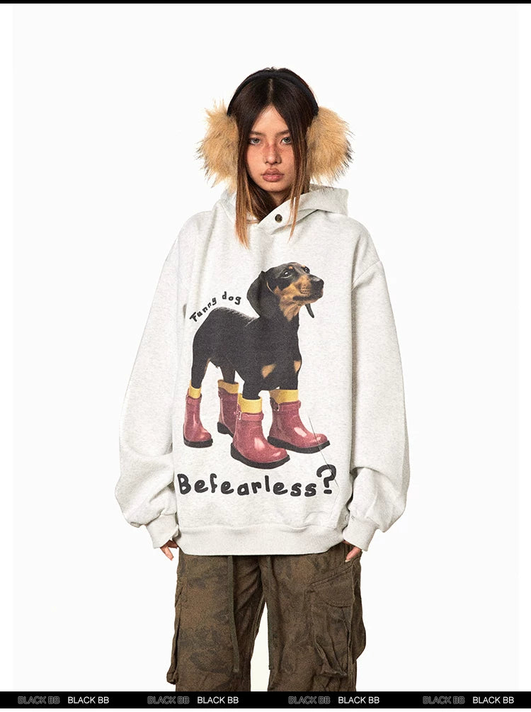 Dachshund Print Fleece Hoodie