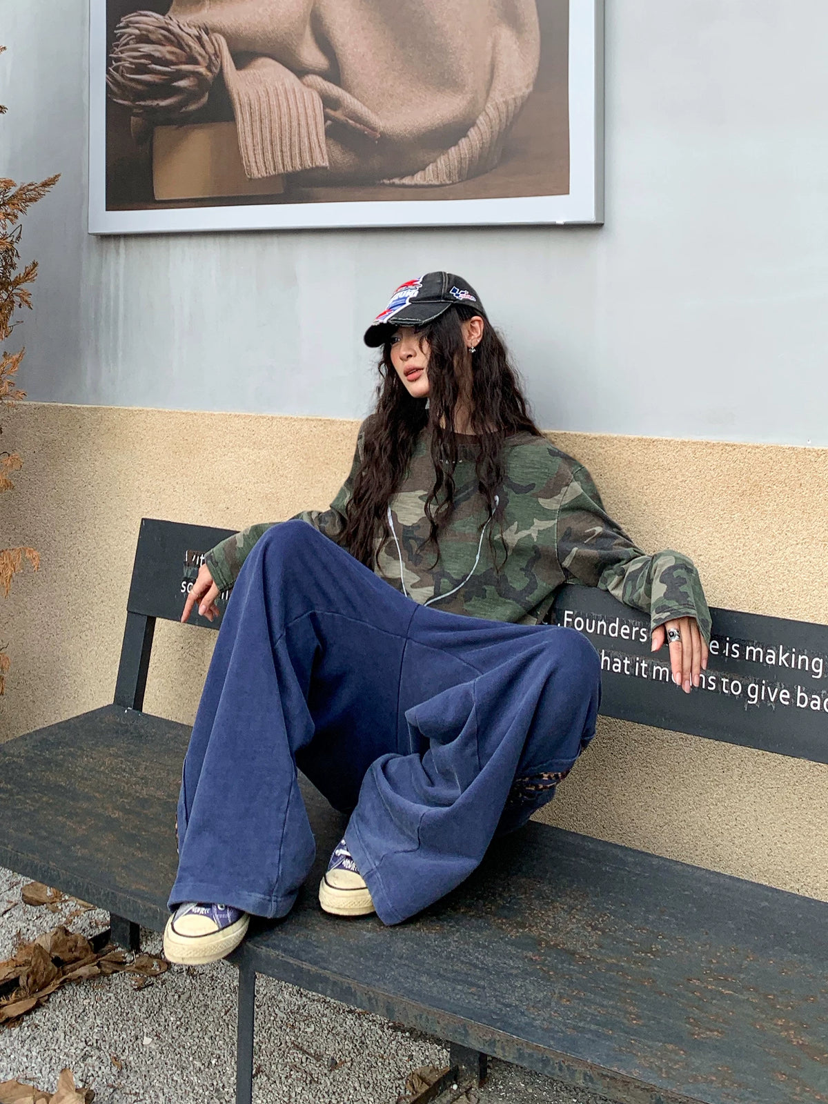 Camouflage Printed Long Sleeve T-Shirt, Seated view