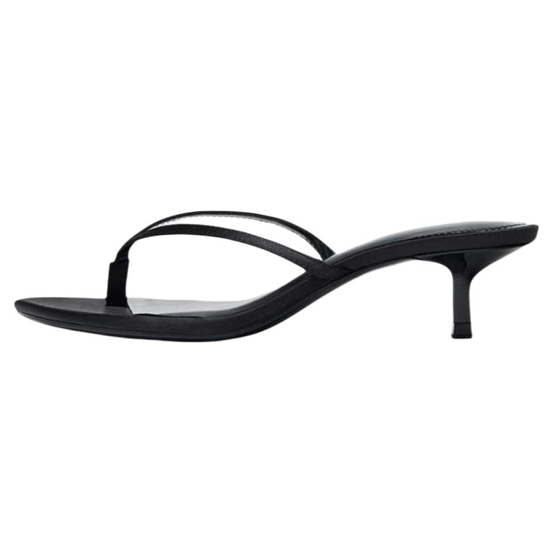 Women's Round Toe Kitten Heel Thong Sandals