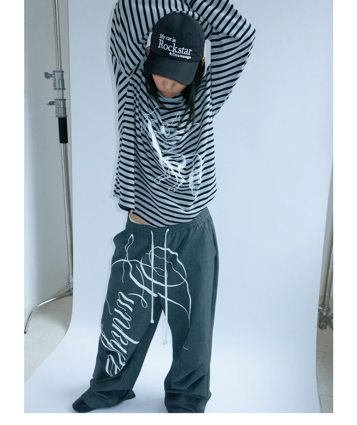 Hand Drawn Print Wide Leg Trousers