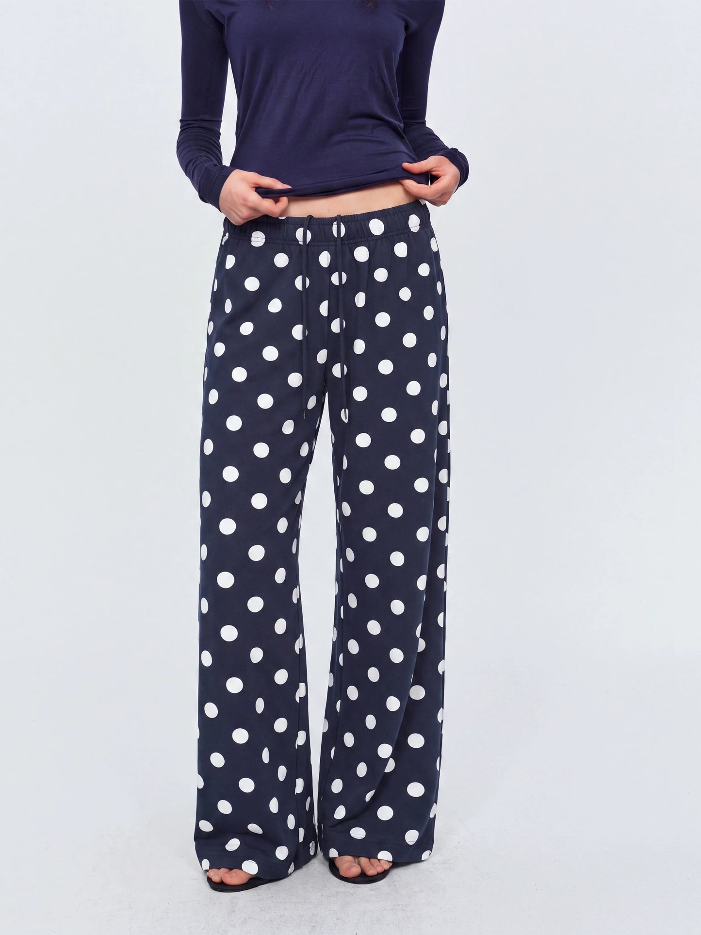 Polka Dot Relaxed Wide-Leg Pants