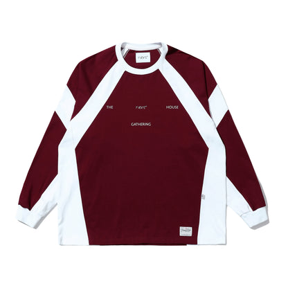 Contrast Raglan Long Sleeve Jersey burgundy and white front view