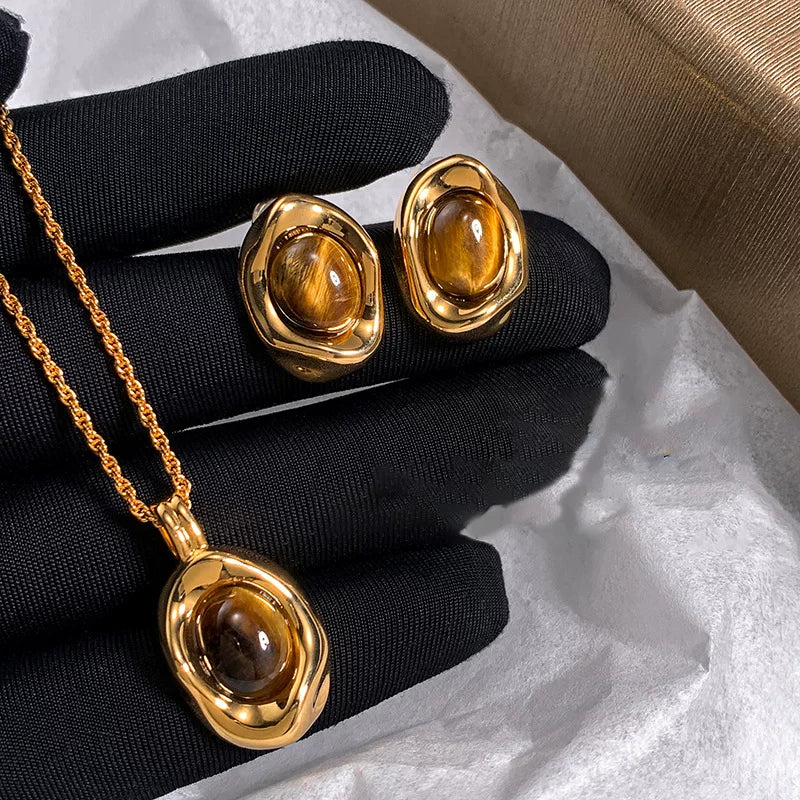 Vintage Tiger Eye Bracelet & Ring Set