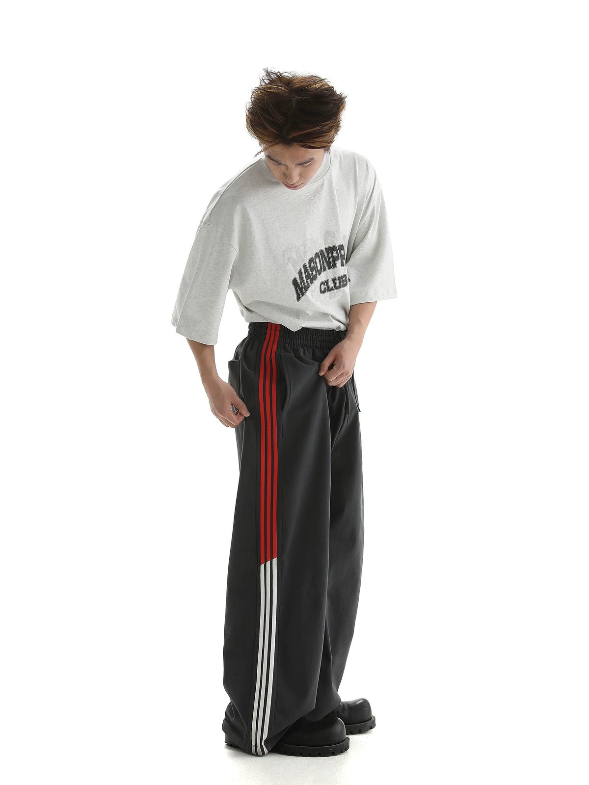 MASONPRINCE Contrast Stripe Straight-Leg Sweatpants