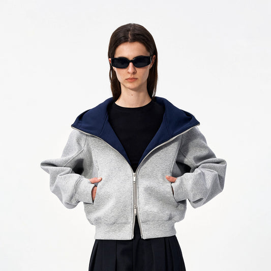 Colorblock Relaxed Zip-Up Hoodie
