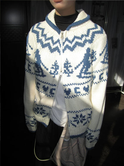 Fair-Isle-Strickpullover mit Baum-Motiv