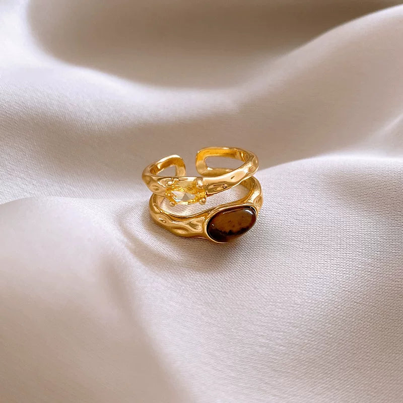Vintage Tiger Eye Bracelet & Ring Set