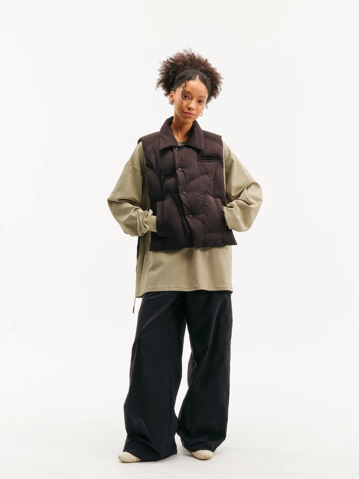 Color Block Puffer Vest black product view