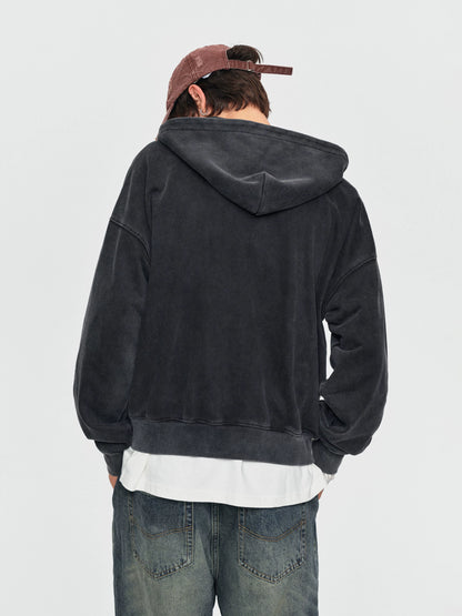 Back view of the black star-print hoodie