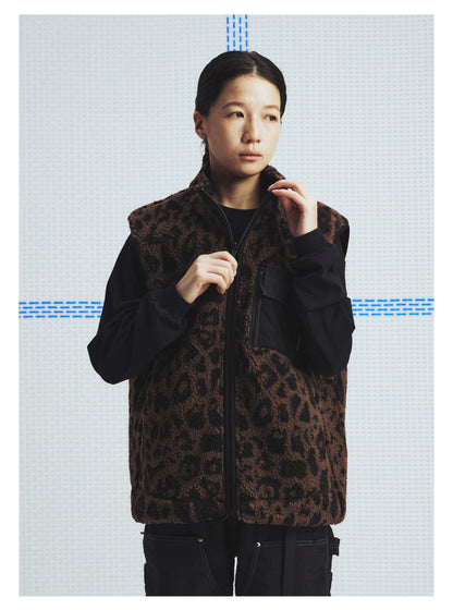 Reversible Camo and Leopard Sherpa Vest - view 10