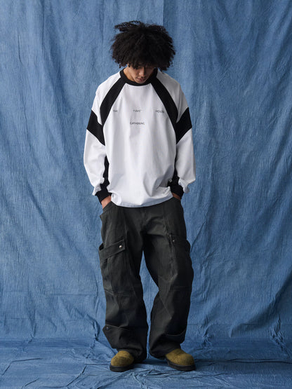 Contrast Raglan Long Sleeve Jersey white and black product view