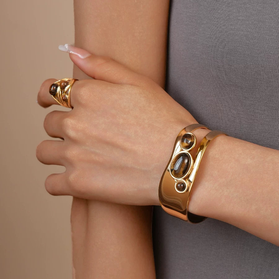 Vintage Tiger Eye Bracelet & Ring Set