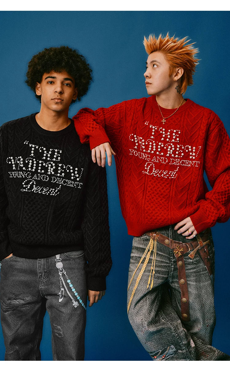 Pearl Letter Knit Sweater