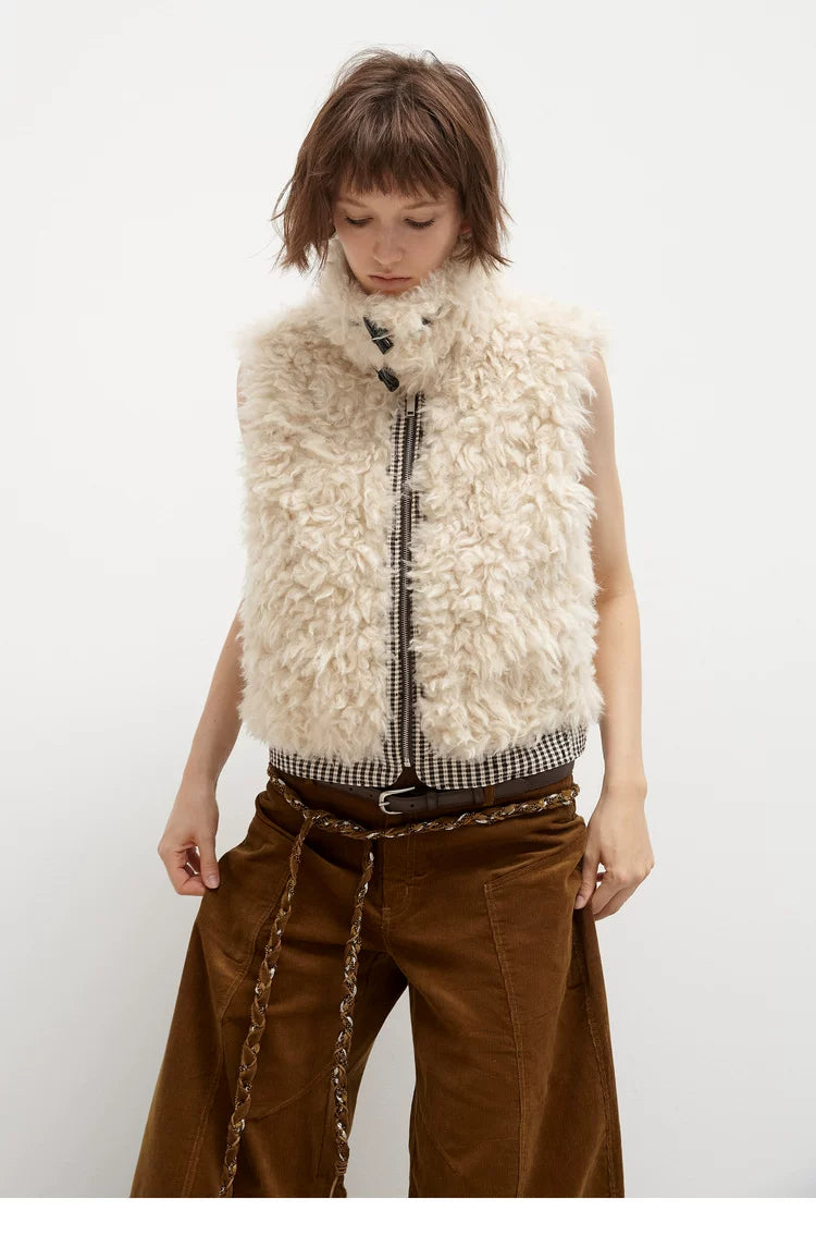 Reversible Check Fleece Vest - 360 view 1